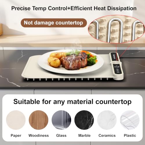 Small Warming Mat for Food 15"x16" - 9-Level Temp Control 120V - size: Beige-S 15*16in