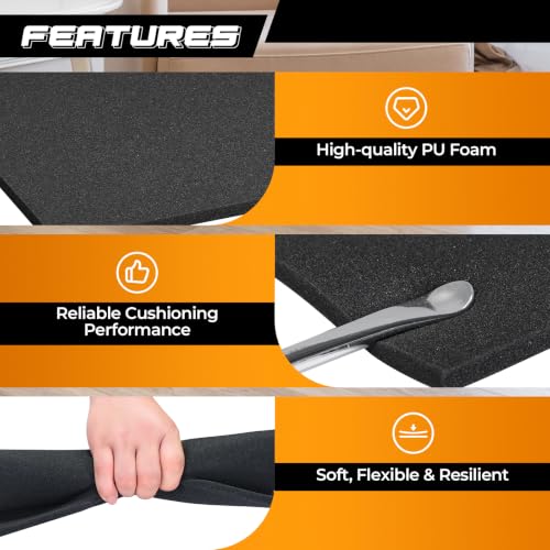 NATGAI Black Polyurethane Foam Sheets, 4 PCS, 15.7 x 11.8 x 0.4 inch