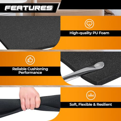 NATGAI Black Polyurethane Foam Sheets, 4 PCS, 15.7 x 11.8 x 0.4 inch