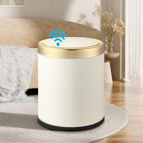 Automatic Bathroom Trash Can with Lid,Motion Sensor Trash cans Smart - color: White, size: 2.8 Gallon