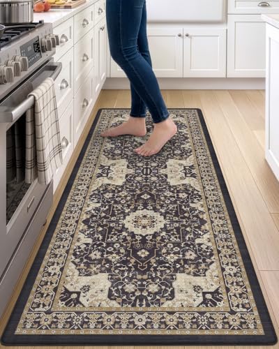 DEXI Kitchen Floor Mats Cushioned Anti Fatigue Runner Rug 23x86 Black - color: Black, size: 87"L x 24"W x 0.4"Th