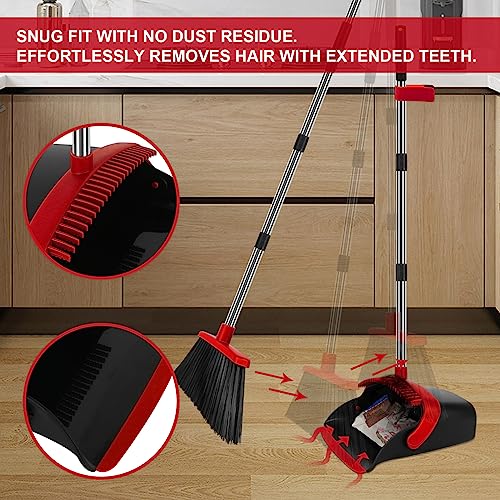 Red Broom and Dustpan Combo Set, 55" Long Handle Broom - color: Red, size: Large