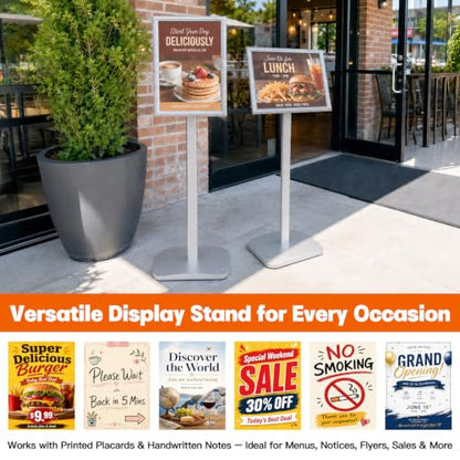 Pedestal Sign Holder Stand 8.5"x11", Heavy Duty Standing Sign Holder - color: Sliver, size: 8.5x11 in