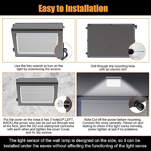 BBESTLED LED Wall Pack Light with Photocell, 80W 60W 48W LED Street Lights Outdoor, ETL 120-277V 5700K/5000K/4500K 10400LM IP65, Dusk to Dawn, Commercial LED Flood Light Outdoor - size: 80W-1PACK