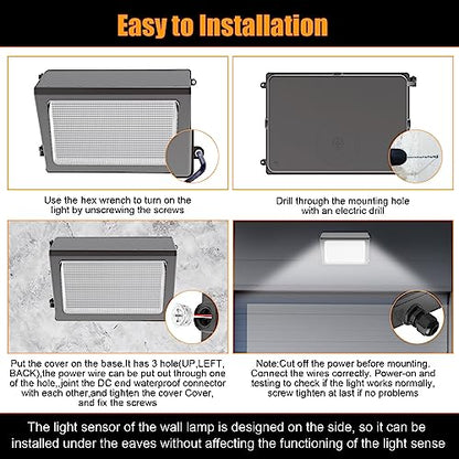 BBESTLED LED Wall Pack Light with Photocell, 80W 60W 48W LED Street Lights Outdoor, ETL 120-277V 5700K/5000K/4500K 10400LM IP65, Dusk to Dawn, Commercial LED Flood Light Outdoor - size: 80W-1PACK