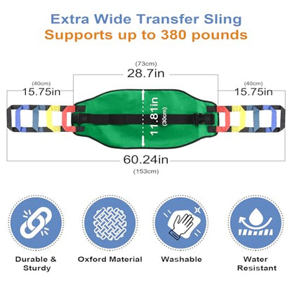 Transfer Sling, Transfer Belt for Elderly, Gait Belts for Seniors - color: Green 1