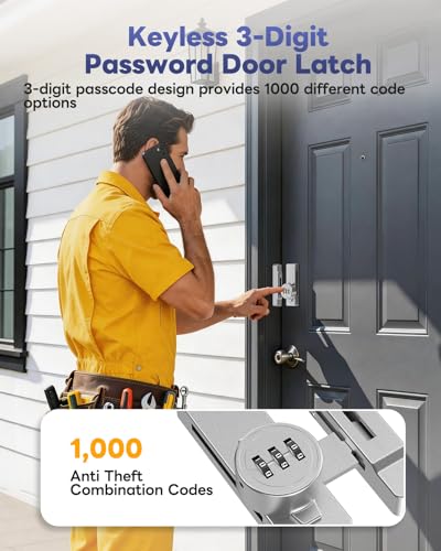 Sliding Barn Door Lock, 3-Digit Password Locks, Silver - color: Silver