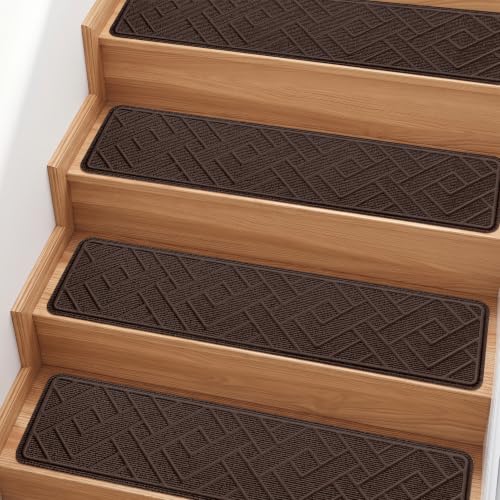 Non Slip Stair Treads for Wooden Steps, 15 Pack 8"x30", Brown - color: Brown, size: 8" x 30"