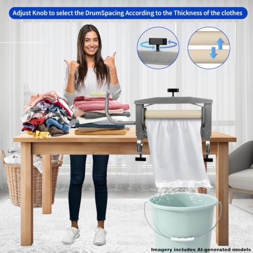 Clothes Wringer - Better Moisture Removal than Portable Washing Machine/Portable Dryer - Heavy Duty Off Grid Laundry Wringer | Perfect Towel Wringer for Chamois Cloth, Tile Sponge, etc.