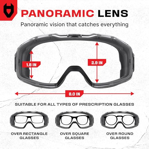 NoCry Anti-Fog Safety Goggles Over Glasses, Dust Eye Protection, ANSI Z87.1