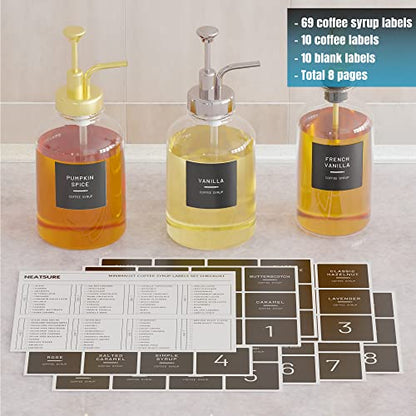 Neatsure 89 Coffee Syrup Labels for Coffee Bar Accessories, Minimalist Preprinted Coffee Stickers for Coffee Station, Essentials for Syrup Bottle & Dispenser Organization - style: Coffee Syrup Labels