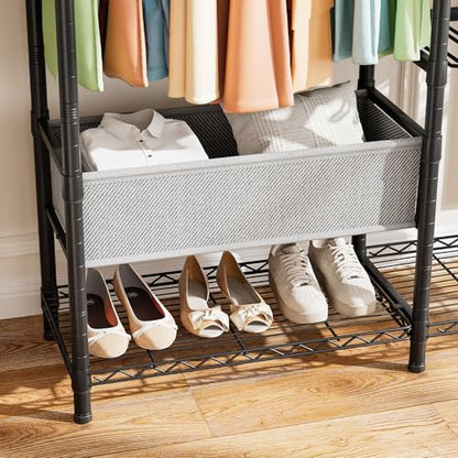Golpart Heavy Duty Clothes Rack Metal Wardrobe with Adjustable Wire Shelves - color: Black, size: 15.75"D x 46"W x 78.75"H