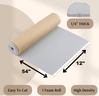 XCEL Marine Foam Roll with Self Adhesive - Gray, 54" x 12" x 1/4" Closed Cell Foam Rubber Water Resistant Padding Sheet - Home, Marine, Garage, Automotive, Crafts & Cosplay (Gray, 54" x 12" x 1/4") - color: Gray, size: 54" x 12" x 1/4"