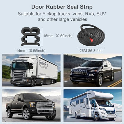 Rubber Seal Strip for Truck Car Weather Stripping Universal Self Adhesive Large Auto Door Soundproofing Weatherstrip for Pickup Truck SUV RV Boat 85.3Ft - size: 85.3Ft