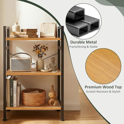 3 Tier Bookshelf, Free Standing Bookcase with Open Storage Shelves - color: Light Wood, size: 3 Tier
