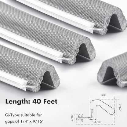 BBTO 40 Feet Weather Stripping Door Window Seal V-Shaped Foam Kerf,Grey - color: Gray, size: 40 Feet