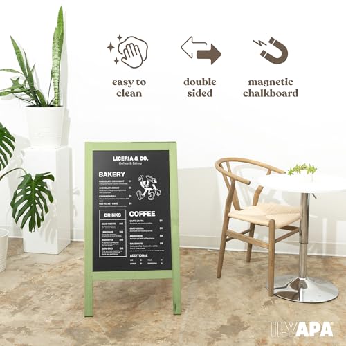 Ilyapa A Frame Chalk Board Easel Sign 40x20 in - Sandwich Signs Outdoor - color: Sage