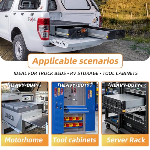 with Lock Heavy Duty Drawer Slides 12 14 16 18 20 22 24 26 28 30 32 34 36 40 44 48 52 56 60 Inch 500 Lbs Side Mount Full Extension Ball Bearing Rails Rail Tool Box Runner-W:76mm, 14 Inch - size: 14 Inch, style: Load:500 lb (With lock) -W:76mm