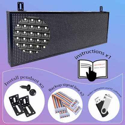 P10 Scrolling Led Sign Programmable Display Digital Sign Outdoor Message Board Led Open Signs For Business Custom Banner Word Light Advertising Wifi Control High Brightness Neon 39"X14" - size: P10 39"x14"x2" Indoor/Outdoor