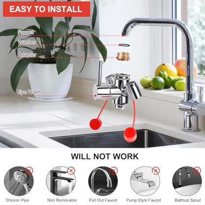 Faucet-Mounted Eye-Wash Staion Kit - Emergency Eyewash Staion OSHA Approved Sink Faucet Attachment First Aid Eye Flush Kit - color: 2 Pcs