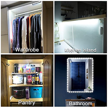 WOBANE LED Closet Light Motion Activated, White Battery Powered LED Strip - color: White, size: 6.56ft White