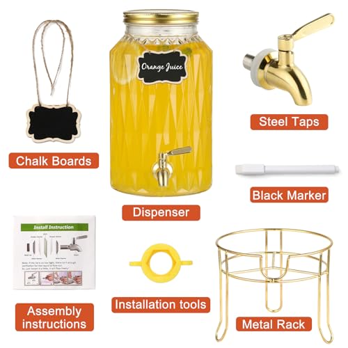 1.5 Gallon Drink Dispenser with Stand and Spigot for Parties - size: 1.5 Gallon With Stand Gold