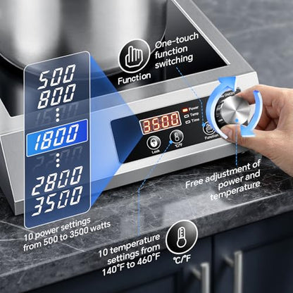 3500W Commercial Induction Cooktop with Knob and LCD