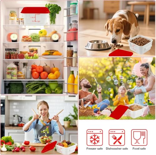 Square Food Containers with Lids 4-Pack, Commercial Grade Plastic Bins for Restaurant Kitchen Pantry Storage, Freezer & Dishwasher Safe (Red, 2QT-4PACK) - size: 2QT-4PACK