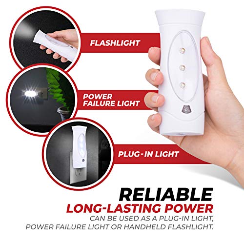 Amerelle LED Emergency Lights For Home Power Failure, 5 Pack - Triple Function Power Failure Light and Plug In Flashlight Combo, With Rechargeable Battery - Be Snow Storm & Hurricane Ready (71134)