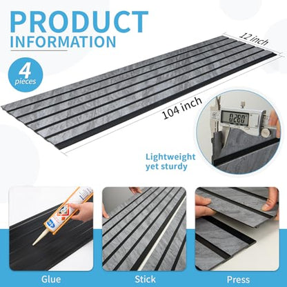 Art3d Six-Grid Design Slim Slat Wall Panel, 104 x 12 Inch, 4-Pack, Granite - color: Six-Grid Granite