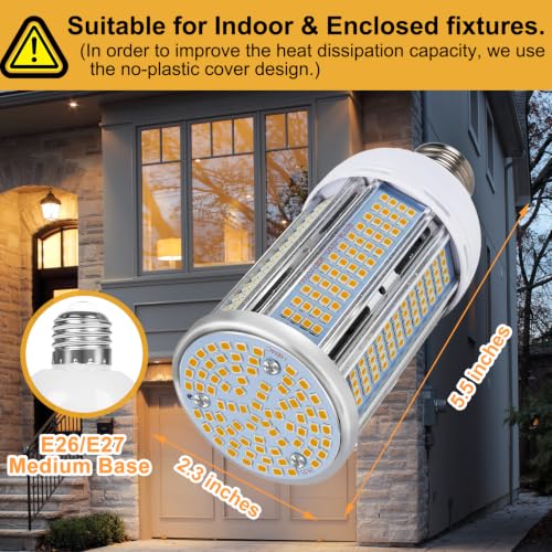 2 Pack 50W LED Corn Light Bulb 6000 Lumen Led Corn Bulb Super Bright 3000K Warm White E26/E27 Base LED Light Bulb for Home Garage Lighting Garage Backyard Office Household - size: 50W-2PACK