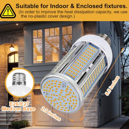 2 Pack 50W LED Corn Light Bulb 6000 Lumen Led Corn Bulb Super Bright 3000K Warm White E26/E27 Base LED Light Bulb for Home Garage Lighting Garage Backyard Office Household - size: 50W-2PACK