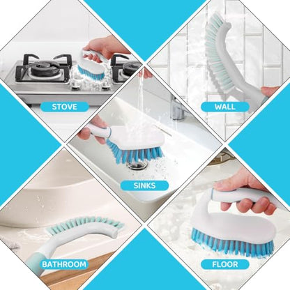 3 Pack Scrub Brush Set, Heavy-Duty Scrub Brushes for Cleaning Bathroom