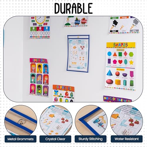 Essex Wares - 6 Pack, Blue Dry Erase Pockets, 10" Wide x 13.5" Tall - color: Blue