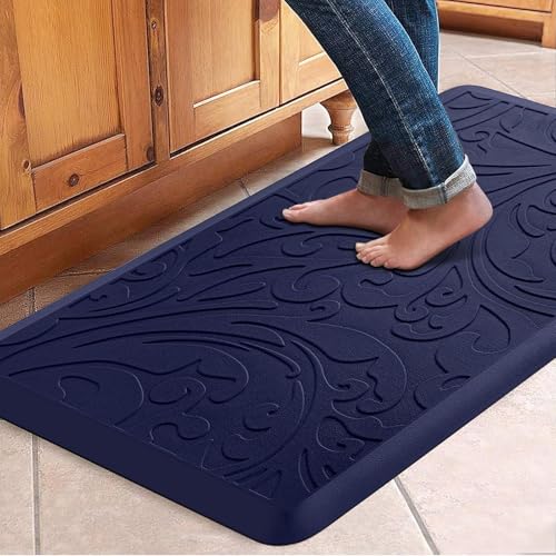 Kitchen Mat Cushioned Anti-Fatigue Comfort Standing Mat Rug for Home,Office - color: Blue, size: 1'8" x 3'3" (Rectangular)