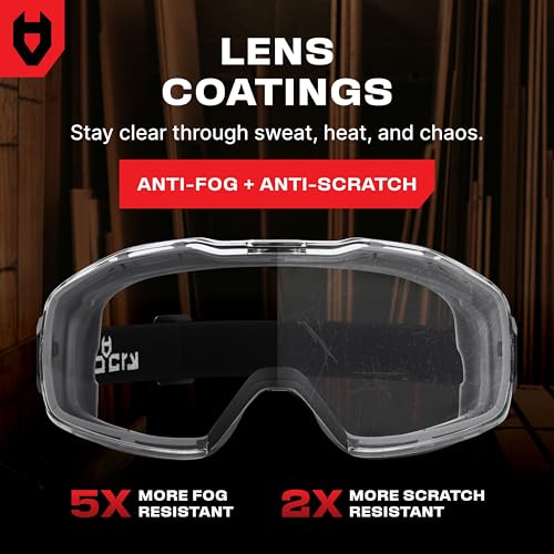 NoCry Anti-Fog Safety Goggles Over Glasses, Dust Eye Protection, ANSI Z87.1
