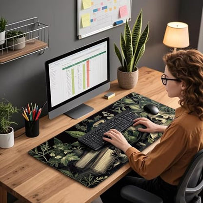 Gothic Dark Botanical Large Gaming Mouse Pad Desk Mat 31.5"x15.7" - color: Gothic Dark Botanical