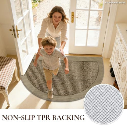 Dirt Trapper Door Mats 17" x 30", Non-Slip & Washable, Beige - color: Beige, size: 17" X 30" (Semicircular)