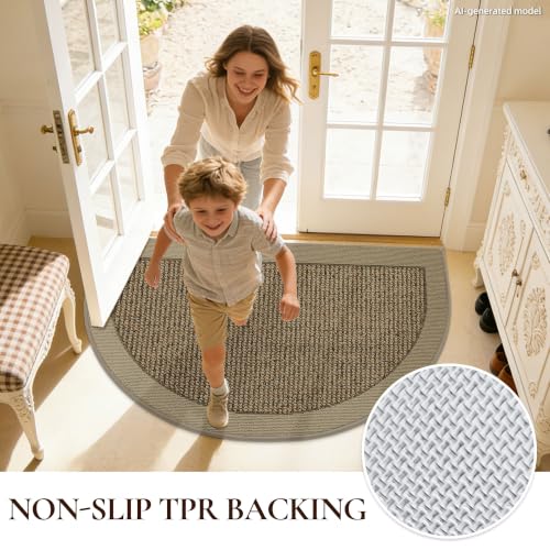 Dirt Trapper Door Mats 26" x 40", Non-Slip & Washable, Beige - color: Beige, size: 26" X 40" (Semicircular)