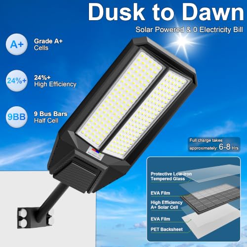 10000W Solar Street Light: Commercial Solar Lights Outdoor Waterproof 200pcs High Brightness LEDs Solar Parking Lot Lights Dusk to Dawn for Yard Garden with Motion Sensor(3 Pack) - size: XL--3 Pack
