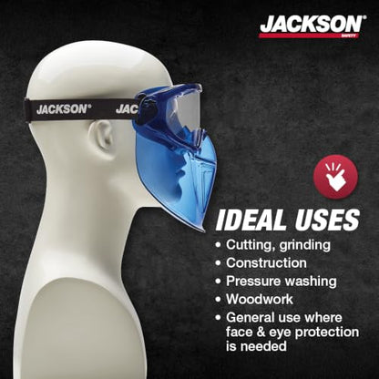 Jackson Safety GPL500 Clear Safety Goggles with Face Shield - ANSI Z87.1 - size: One Size, style: Clear Lens