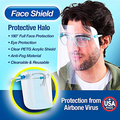ArtToFrames Protective Face Shield 5 Blue Glasses 5 Shields, Fully Transparent Face and Eye Protection from Droplets and Saliva with Reusable Glasses and Replaceable Shield, Anti-Fog PPE - color: Blue, size: 5 Pack