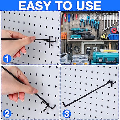 Shimeyao 100 Pcs Peg Board Hooks Stainless Steel Pegs,12 Inch,Black - color: Black, size: 12 Inch