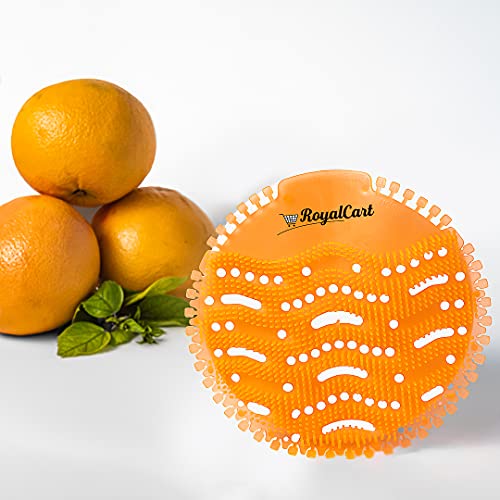 RoyalCart Urinal Screen Deodorizer Freshener (10 Pack), Urinal Wave Screens Mat Guard Anti - Splash, Fresh Scent (Orange Citrus) Fragrance, Supplies Fit for Office School Restaurant Toilets Bar Gyms