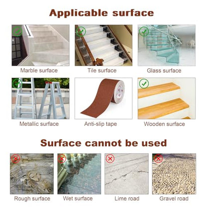 BOMEI PACK Anti Slip Traction Tape,4 Inch x 33 Ft,Heavy Duty Non Slip Tape,Grip Tape for Stairs, Tread Step, Indoor & Outdoor Use,Waterproof Stairs Non Skid Treads (Brown) - color: Brown