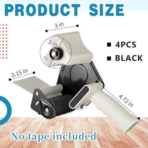 WILLBOND 3 Inch Wide Tape Gun, 4 Pack, Black - color: Black