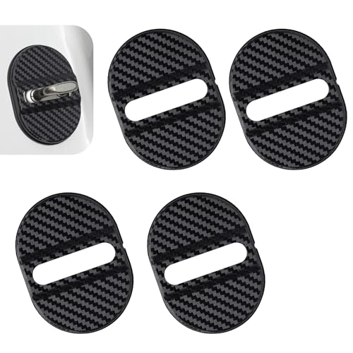 4PCS Door Latch Lock Cover, Silicone Door Latches Rust Stopper Strike Protector for Cars, Self-Adhesive Stopper Shock Absorber for Interior Auto Gate Latches, for Most Vehicles (Carbon Fiber) - color: Carbon Fiber