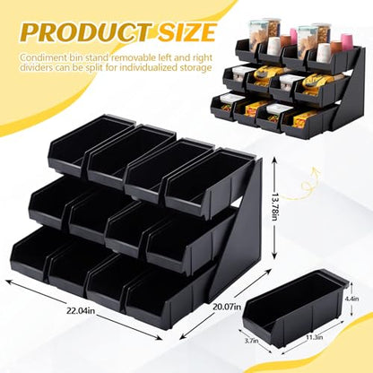 Novabright 12 Compartment Serve Condiment Bin Self Serve Condiment Packet - style: 12 Bin 3 Tier