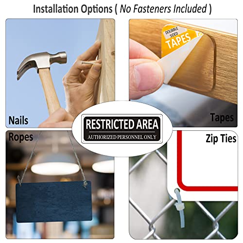 (2 Pack) Restricted Area Sign Authorized Personnel Only, 10" x 3.5" Metal Restricted Area Sign for Outdoor, Do Not Enter, Aluminum, Rust free, Fade Resistant,Weatherproof, Black - color: Restricted Area Sign-01A
