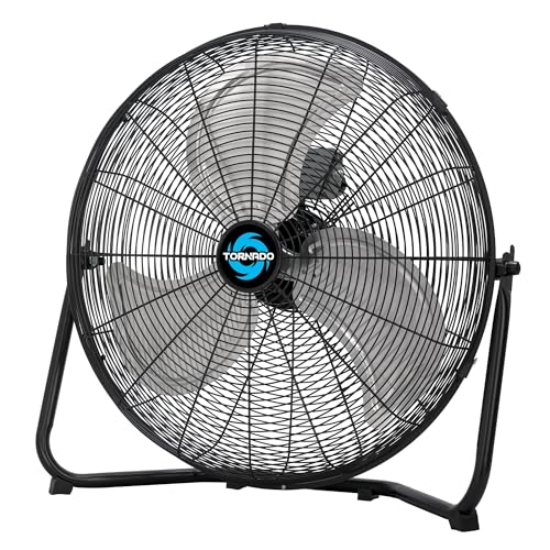 Tornado 20 Inch High Velocity Metal Floor Fan, 3-Speed Powerful Cooling, 120° Adjustable Tilt, 6.0 FT Cord, UL Safety Listed for Industrial, Commercial, and Home Use, Black - size: 20 Inch New